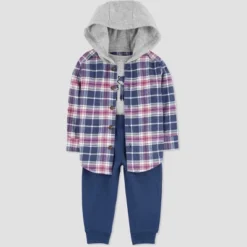 Carter's Just One You® Baby Boys' Plaid Top & Bottom Set - Blue/Purple