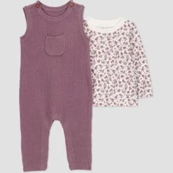 Carter's Just One You® Baby Girls' 2pc Floral Long Sleeve Shirt And Sweater Overall Set - Plum -Carter's Just One You®️ GUEST 0cf376ec 575e 4c14 a7d4 660cdecfbbf4