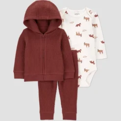 Carter's Just One You® Baby Boys' 3pc Thermal Wilderness Animals Sweatshirt & Pants Set - Brown -Carter's Just One You®️ GUEST 16aa6695 5783 4b7c ae0b a3507551eb1e