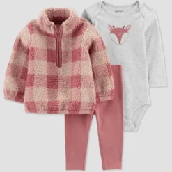 Carter's Just One You®️ Baby Girls' Plaid Deer Sherpa Pullover & Bottom Set - Pink -Carter's Just One You®️ GUEST 1e1d8c40 f05a 437b a3db 57520533d021