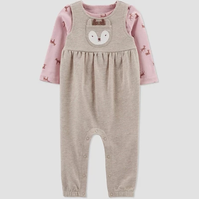 Carter's Just One You®️ Baby Girls' Deer Top & Overalls Set - Brown 3 Carter's Just One You®️ Baby Girls' Deer Top & Overalls Set - Brown