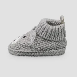 Carter's Just One You® Baby Boys' Knitted Bear Slippers - Gray: Newborn Bootie Shoes, Pull-On Design