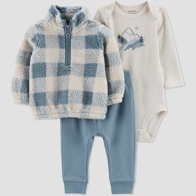Carter's Just One You®️ Baby Boys' Plaid Sherpa Pullover & Bottom Set - Blue 7 Carter's Just One You®️ Baby Boys' Plaid Sherpa Pullover & Bottom Set - Blue - Image 5