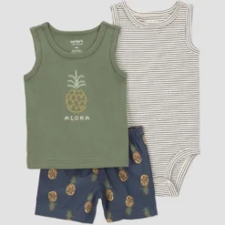 Carter's Just One You® Baby Boys' 3pc Pineapple Top & Bottom Set - Green -Carter's Just One You®️ GUEST 303e2869 3ba3 4ad3 94a8 d1e9d62467e4