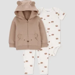 Carter's Just One You® Baby Boys' 3pc French Terry Bear Sweatshirt And Pants Set - Brown -Carter's Just One You®️ GUEST 36de5c40 35c6 48e2 9e3e 6f06642661cc
