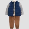 Carter's Just One You® Baby Boys' 3pc Top & Bottom Vest Set - Navy Blue/Khaki