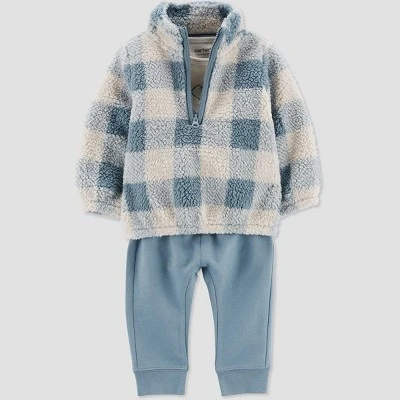 Carter's Just One You®️ Baby Boys' Plaid Sherpa Pullover & Bottom Set - Blue 3 Carter's Just One You®️ Baby Boys' Plaid Sherpa Pullover & Bottom Set - Blue