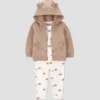 Carter's Just One You® Baby Boys' 3pc French Terry Bear Sweatshirt And Pants Set - Brown