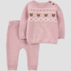 Carter's Just One You® Baby Girls' Bear Fair Isle Sweater Top & Pants Set - Pink -Carter's Just One You®️ GUEST 58476f70 5fc2 4dfb 8ef1 76e5b2b45127