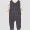 Carter's Just One You® Baby Boys' 2pc Striped Long Sleeve T-Shirt And Overalls Set - Gray