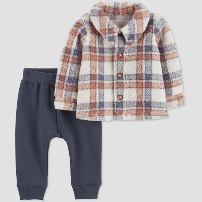 Carter's Just One You®️ Baby Boys' 2pc Flannel Top & Bottom Set - Gray/Brown 5 Carter's Just One You®️ Baby Boys' 2pc Flannel Top & Bottom Set - Gray/Brown - Image 3