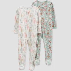 Carter's Just One You®️ Toddler Girls' 2pk Florals And Owls Fleece Footed Pajama - Ivory/Green -Carter's Just One You®️ GUEST 60e0c477 2fa2 4b80 94cc 45df6c19c865