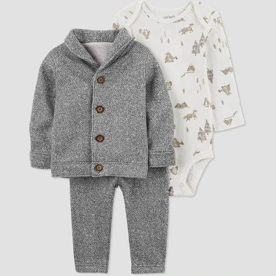 Carter's Just One You®️ Baby Boys' 3pc Forest Top & Bottom Set - Gray 6 Carter's Just One You®️ Baby Boys' 3pc Forest Top & Bottom Set - Gray - Image 4