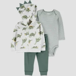 Carter's Just One You® Baby Boys' 3pc Fleece Dinosaur Sweatshirt, Long Sleeve Bodysuit & Pants Set - Green -Carter's Just One You®️ GUEST 62eac11e 428e 4c0b 9b0b 59b5088c7267