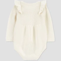 Carter's Just One You® Baby Girls' Ruffle Sweater Bubble Romper - Cream