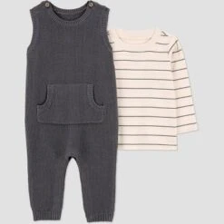 Carter's Just One You® Baby Boys' 2pc Striped Long Sleeve T-Shirt And Overalls Set - Gray -Carter's Just One You®️ GUEST 69e0d017 4d93 49d2 97cf d1b5dfa9199f