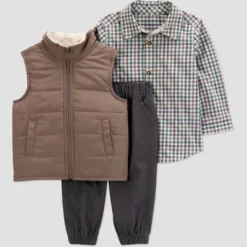 Carter's Just One You® Baby Boys' 3pc Top & Bottom Vest Set - Brown/Gray -Carter's Just One You®️ GUEST 6bbe2b45 02bc 48d6 83cb 2603559f4224