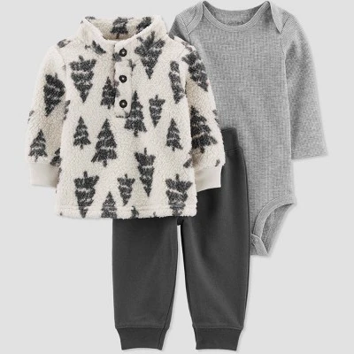 Carter's Just One You®️ Baby Boys' Trees Pullover & Bottom Set - Cream/Navy Blue 6 Carter's Just One You®️ Baby Boys' Trees Pullover & Bottom Set - Cream/Navy Blue - Image 4
