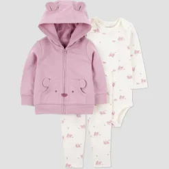 Carter's Just One You® Baby Girls' 3pc French Terry Bear Sweatshirt & Pants Set - Pink -Carter's Just One You®️ GUEST 80845814 8e50 4de8 8882 ab584c0e98fa