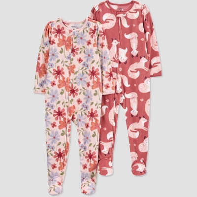 Carter's Just One You®️ Toddler Girls' 2pk Fox And Floral Fleece Footed Pajama - Pink 5 Carter's Just One You®️ Toddler Girls' 2pk Fox And Floral Fleece Footed Pajama - Pink - Image 3