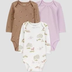 Carter's Just One You® Baby Girls' 3pk Forest Long Sleeve Bodysuit - Purple -Carter's Just One You®️ GUEST 82c442b6 f616 4418 bd66 d133713ba58a