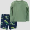 Carter's Just One You® Toddler Boys' 2pc Dinosaur Rash Guard Set - Green