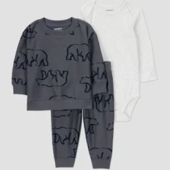 Carter's Just One You® Baby Boys' 3pc Bear Sweatshirt & Jogger Set - Gray -Carter's Just One You®️ GUEST 914052e9 2033 4e35 bf89 361d90fedee2