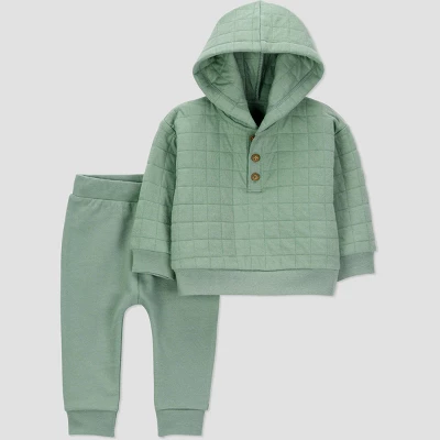 Carter's Just One You® Baby Boys' 2pc Quilted Hooded Sweatshirt & Jogger Pants Set - Green 7 Carter's Just One You® Baby Boys' 2pc Quilted Hooded Sweatshirt & Jogger Pants Set - Green - Image 5