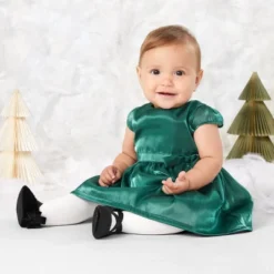 Carter's Just One You® Baby Girls' Short Sleeve Shiny Dress - Green -Carter's Just One You®️ GUEST 9b22f90b e8fa 4f25 92ca 1186ca117007