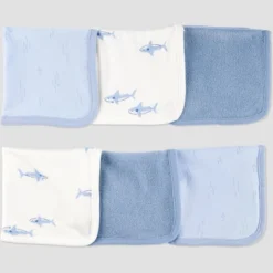 Carter's Just One You®️ Baby Shark Washcloth - Blue: Cotton Polyester Terry, Animal Prints, 9x9 -Carter's Just One You®️ GUEST a4b9dea2 6dbf 46f3 a844 94e4e18c3f1a