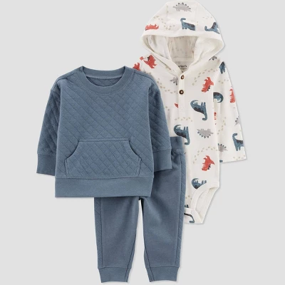 Carter's Just One You®️ Baby Boys' Dino Quilted Pullover & Bottom Set - Blue 6 Carter's Just One You®️ Baby Boys' Dino Quilted Pullover & Bottom Set - Blue - Image 4