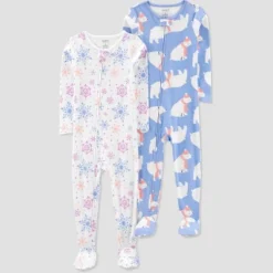 Carter's Just One You®️ Toddler Girls' 2pk Snowflakes And Polar Bears Footed Pajama - White/Blue -Carter's Just One You®️ GUEST ae8dba21 c63c 471d 92dd 9f4608f855a2