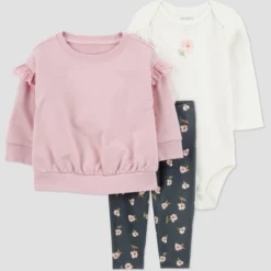 Carter's Just One You® Baby Girls' 3pc Floral Top & Bottom Set - Pink -Carter's Just One You®️ GUEST b3e95ec2 9c63 4bc8 986e 3944ebf5f046
