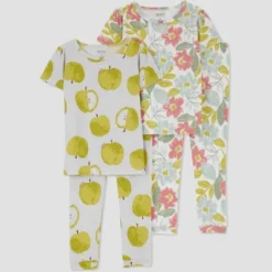 Carter's Just One You® Toddler Girls' Apples And Floral Short Sleeve Pajama Set - Gray/Green -Carter's Just One You®️ GUEST b493a7e9 2c74 4cc8 92f9 eea2f46cf5c3