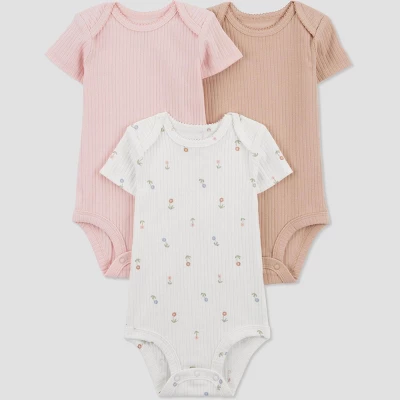 Carter's Just One You® Baby Girls' 3pk Floral Bodysuit - White 6 Carter's Just One You® Baby Girls' 3pk Floral Bodysuit - White - Image 4
