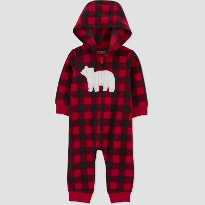 Carter's Just One You® Baby Boys' Buffalo Checkered Bear Jumpsuit - Red 5 Carter's Just One You® Baby Boys' Buffalo Checkered Bear Jumpsuit - Red - Image 3