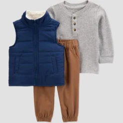 Carter's Just One You® Baby Boys' 3pc Top & Bottom Vest Set - Navy Blue/Khaki -Carter's Just One You®️ GUEST b9a1eaa7 87b6 46b3 b9ad 987f912e46fd
