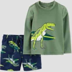 Carter's Just One You® Toddler Boys' 2pc Dinosaur Rash Guard Set - Green -Carter's Just One You®️ GUEST baf652f1 112a 4582 98d8 10ee0b920168