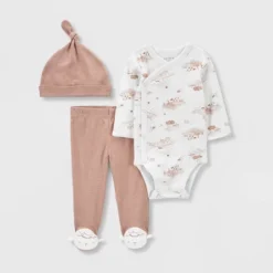 Carter's Just One You® Baby 3pc Footed Hat Top & Bottom Set - White/Brown -Carter's Just One You®️ GUEST c3af7899 67ff 45ef 9197 6ef82e2c7f4e