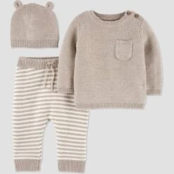 Carter's Just One You® Baby 3pc Sweater Top & Bottom Set - Heather Oatmeal -Carter's Just One You®️ GUEST c80dca07 af19 4179 bd75 460f183f8667