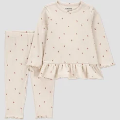 Carter's Just One You® Baby Girls' 2pc Heart Printed Top & Bottom Set - Ivory -Carter's Just One You®️ GUEST d33c9030 e9b9 47b9 8754 47b36b059104