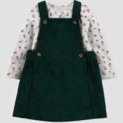 Carter's Just One You®️ Baby Girls' Floral Top & Skirtall Set - Dark Green/Gray