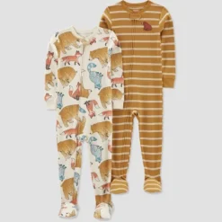 Carter's Just One You®️ Toddler Boys' 2pk Bear Fox And Striped Footed Pajama - Gold -Carter's Just One You®️ GUEST d8016717 c3c2 47b9 abca 3a1122f51664