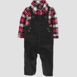 Carter's Just One You®️ Baby Boys' Plaid Top & Overalls Set - Green/Red