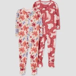 Carter's Just One You®️ Toddler Girls' 2pk Fox And Floral Footed Pajama - Pink -Carter's Just One You®️ GUEST ea8479ed da9a 4525 8c33 59d5c73ece26