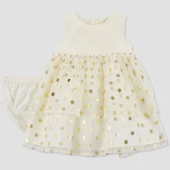 Carter's Just One You® Baby Girls' Foil Dot Dress - White/Gold -Carter's Just One You®️ GUEST ecfa850e 433c 4a1e b099 fed96c556788