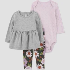 Carter's Just One You®️ Baby Girls' Floral Top & Bottom Set - Gray/Green -Carter's Just One You®️ GUEST edf8ade2 fdec 4a69 a5c6 d44a50b7273d