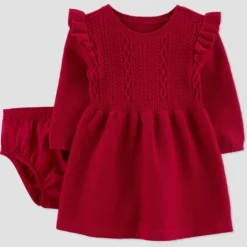 Carter's Just One You® Baby Girls' Long Sleeve Dress - Red/Gray -Carter's Just One You®️ GUEST f14e0d19 01ff 48bb 9131 6745b1a24539