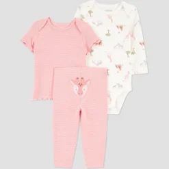 Carter's Just One You® Baby Girls' 3pc Striped Giraffe Bodysuit Set - Pink -Carter's Just One You®️ GUEST f28bb7c4 7645 4e4f a6f1 f3b2d04d0a00