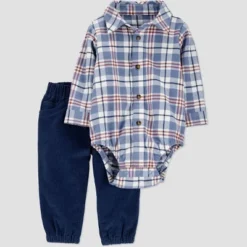 Carter's Just One You® Baby Boys' 2pc Plaid Button Up Bodysuit And Pants Set - Blue -Carter's Just One You®️ GUEST fd082537 6e5c 4b90 bc07 41c1f3ba7d12